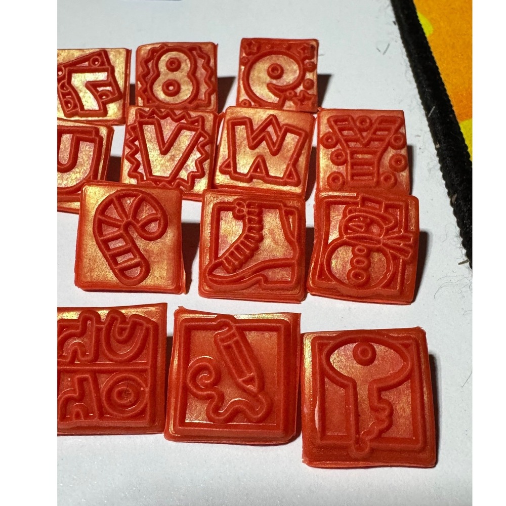 Fiskars Interchangeable Rubber Stamp Set Red Icons Symbols with Blue Base Lot - Picture 4 of 16